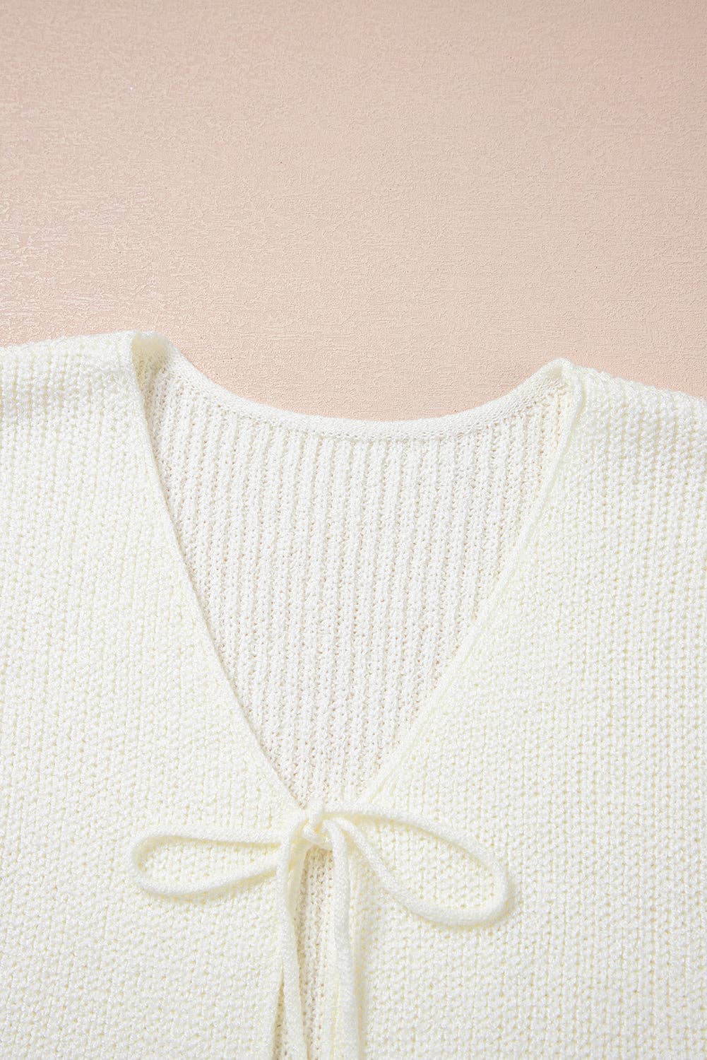 Beige Tie Front V Neck Sweater Vest Knit Top