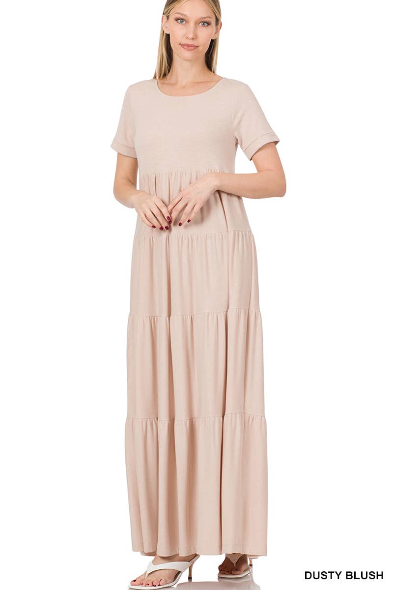 Short Sleeve Tiered Maxi Dress