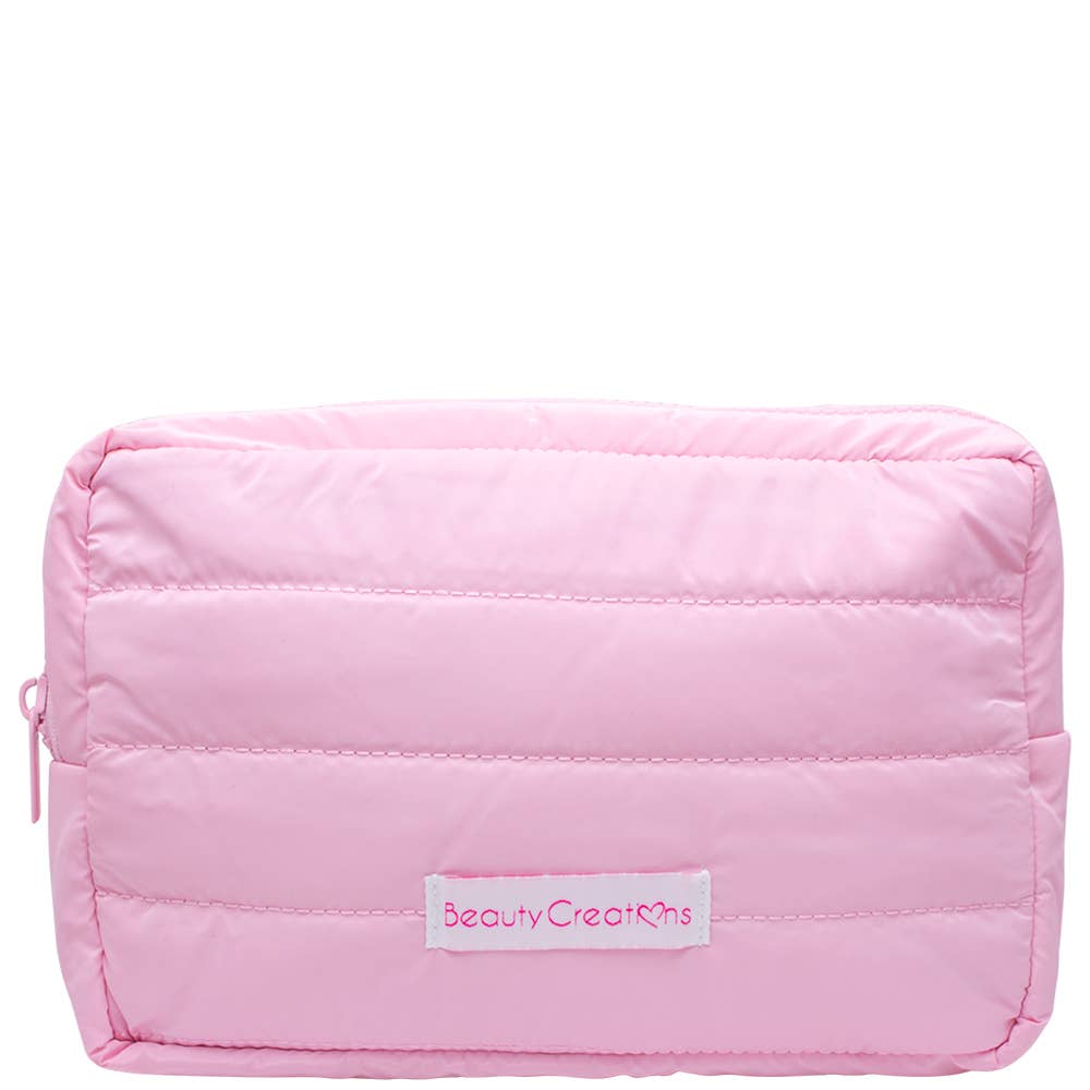 BEAUTY CREATIONS PUFF COSMETIC BAG PINK, pcb 1