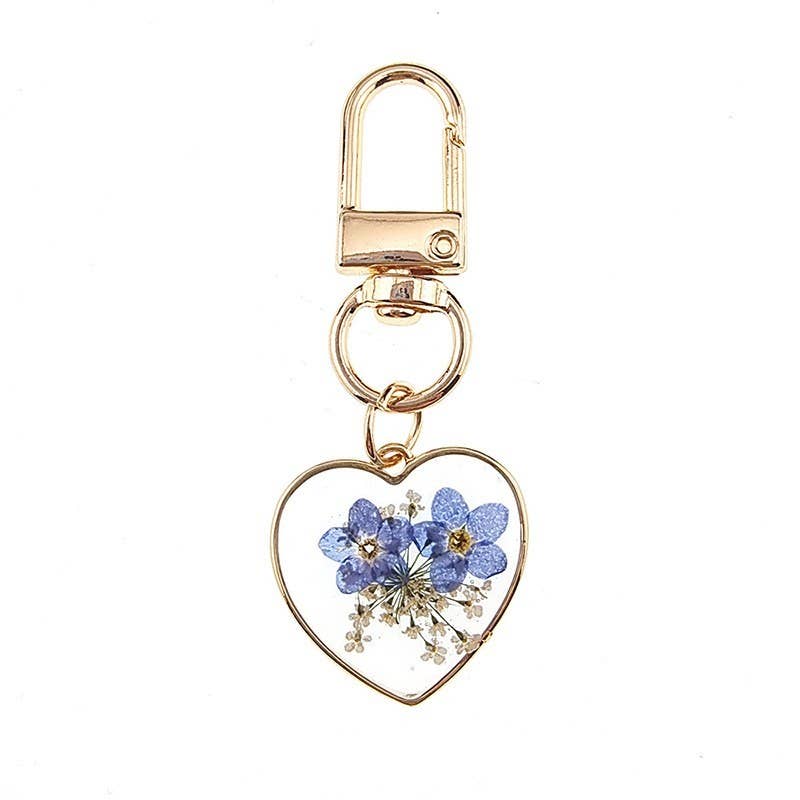 BAG CHARM-PRESSED DRIED FLOWER HEART ROUND | 40KC163