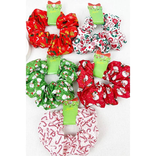 Big Size Christmas Fabric Hair Scrunchies-SENT AT RANDOM