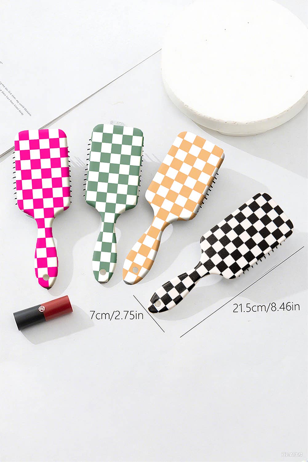 66 Spring 1pc Checkered Pattern Air Cushion Comb Gifts