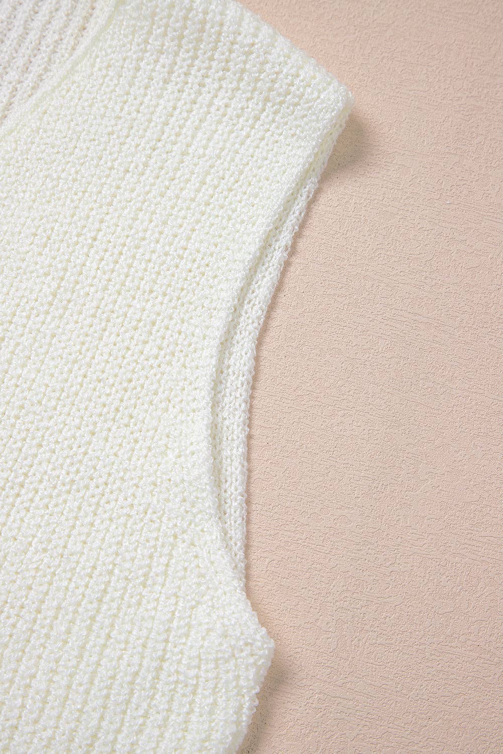 Beige Tie Front V Neck Sweater Vest Knit Top