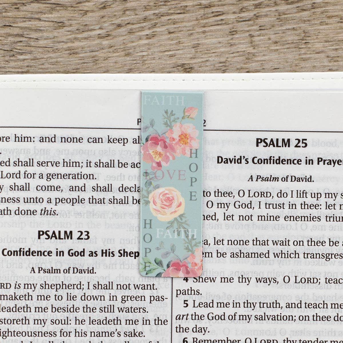 Magnetic Bookmark Set Vintage Floral Faith, Hope, Love