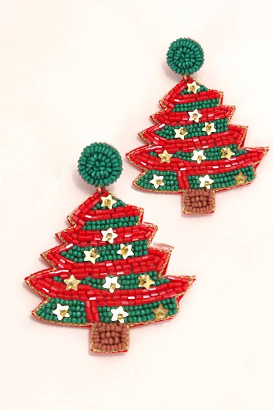 CHRISTMAS TREE BEAD EARRINGS