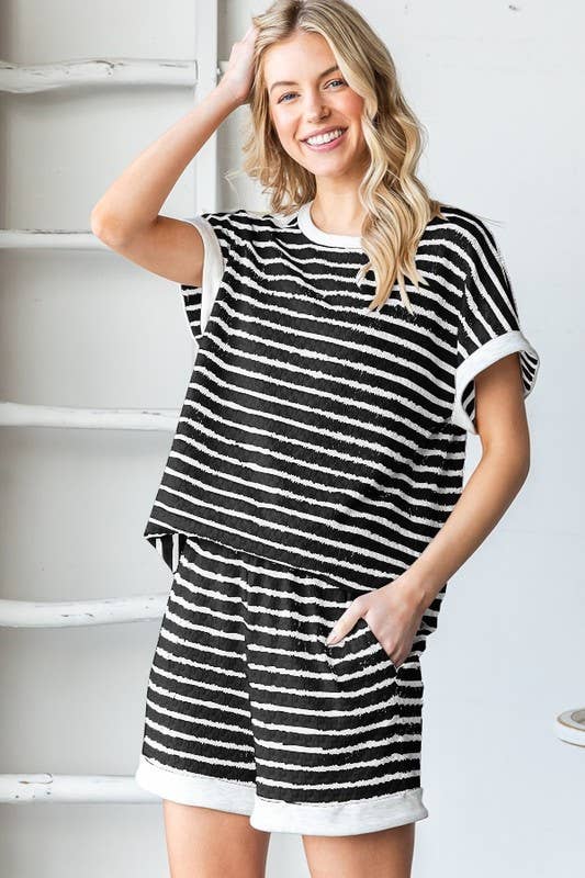 EP6844-10 JACQUARD STRIPE CASUAL SHORT PANT