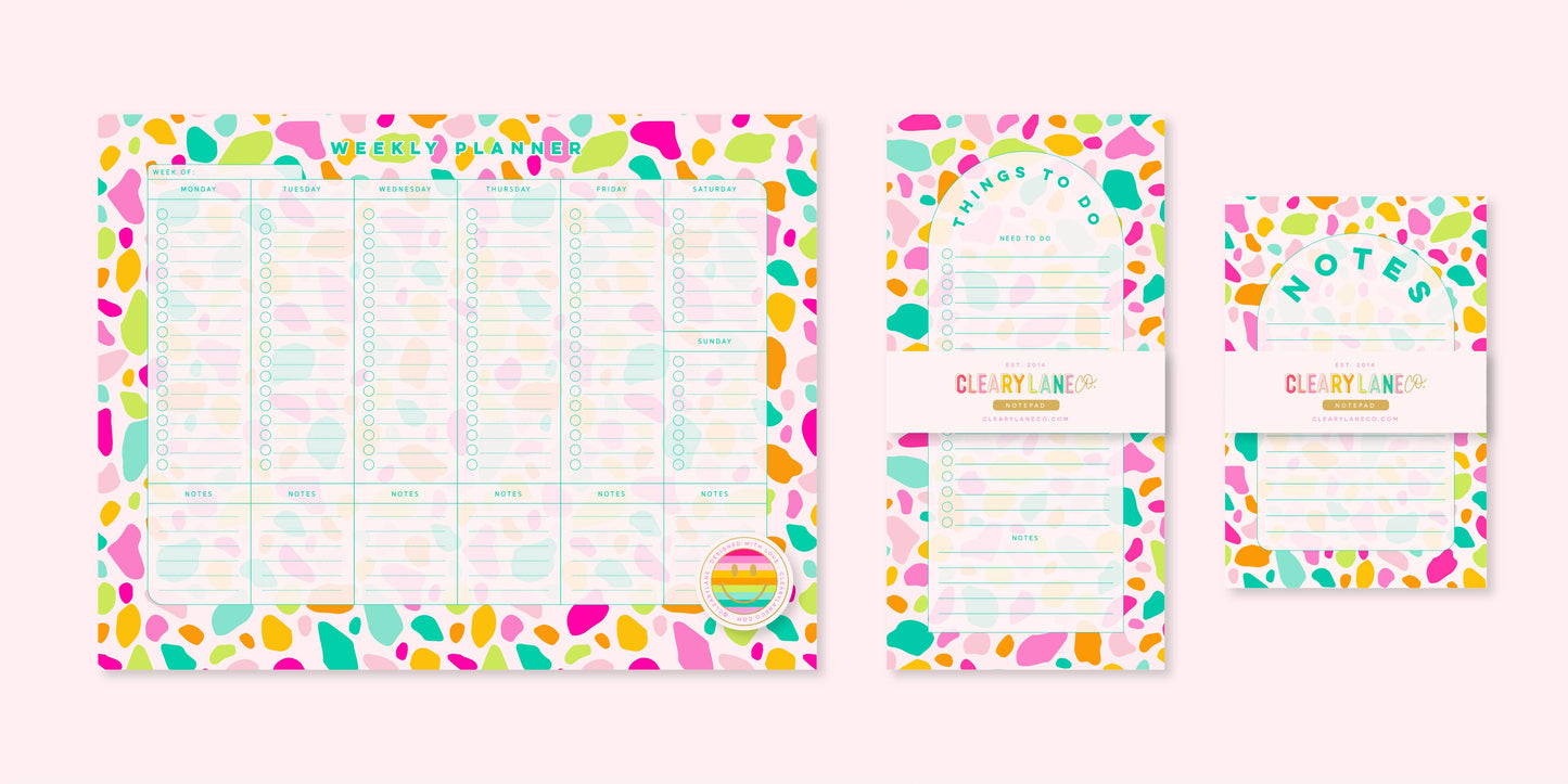 List Notepad | 4.25"x8.5" | Pink Rainbow Terrazzo